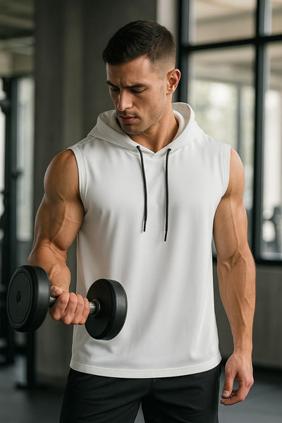 Débardeur De Sport Homme à Capuche Sans Manches - Pour Musculation, Fitness, Running - Léger Et Respirant